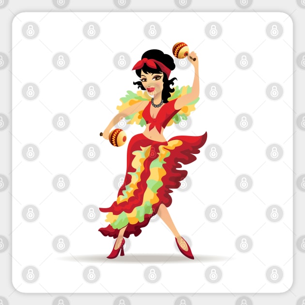 Latina beautiful girl dancing with maracas Sticker by devaleta